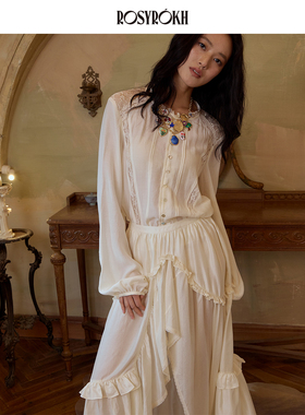 ROSYROKH 复古筑影 法式浪漫蕾丝拼接套装女氛围感约会出游两件套