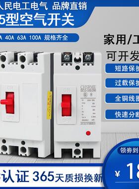 上海DZ15塑壳断路器空开三相2p3p40a100a空气开关家用闸220V380V