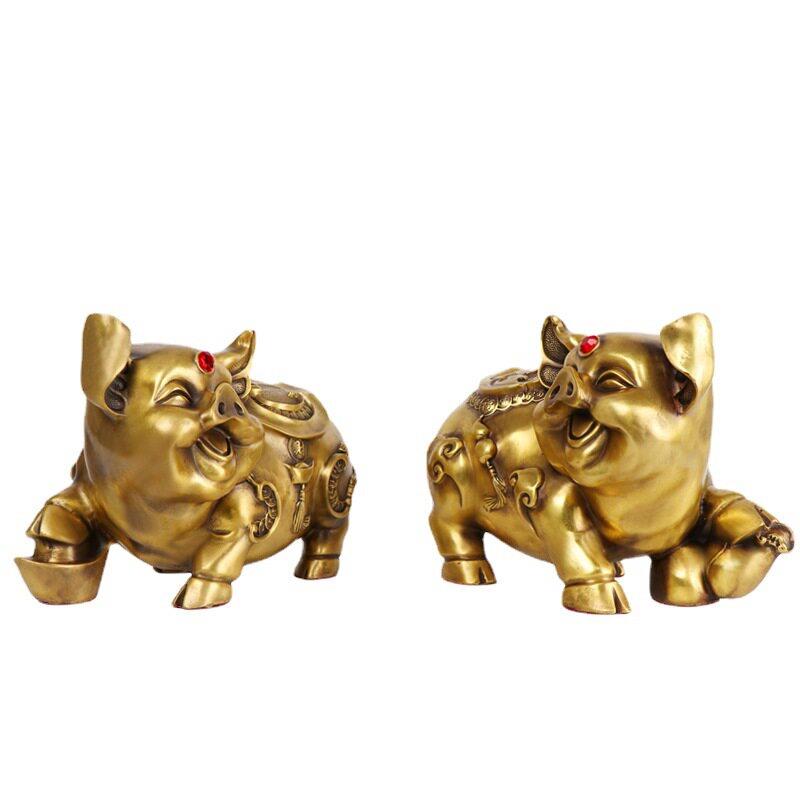 铜猪摆件金猪家居装饰品摆设工艺品福字猪对猪财福对猪