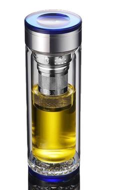 高档蓝DVW宝石水晶水杯玻璃公杯隔热办泡茶定制礼品层盒装双茶水