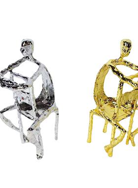 创意金属立物人艺术间摆件坐售楼处客厅样板2363酒店会所台面装饰