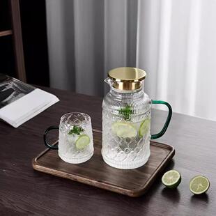 复容古海花冷玻水壶璃耐高温家用大量凉水杯泡茶壶套装GPH直筒耐