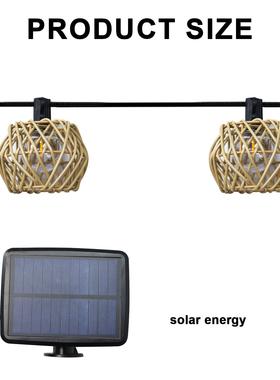 新款阳太能灯串户装外防CIG雨G40灯串仿藤灯罩E12灯圣诞节日饰灯