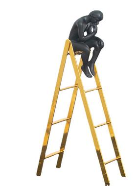 创现代简约人物楼摆梯客厅装饰品意思考者金摆件书房桌面6536玄属