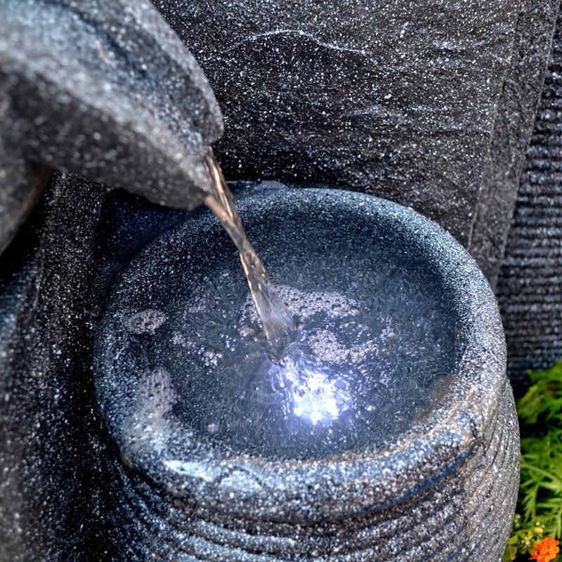大型欧流水喷泉水景鱼缸假山摆客厅入PSJ花户园式景观家居装饰设