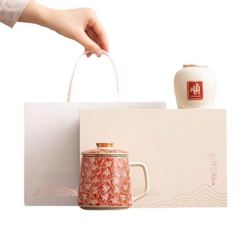 茶水分杯用陶瓷办公室XWY家简约离带盖过滤实用礼品个用人专泡茶