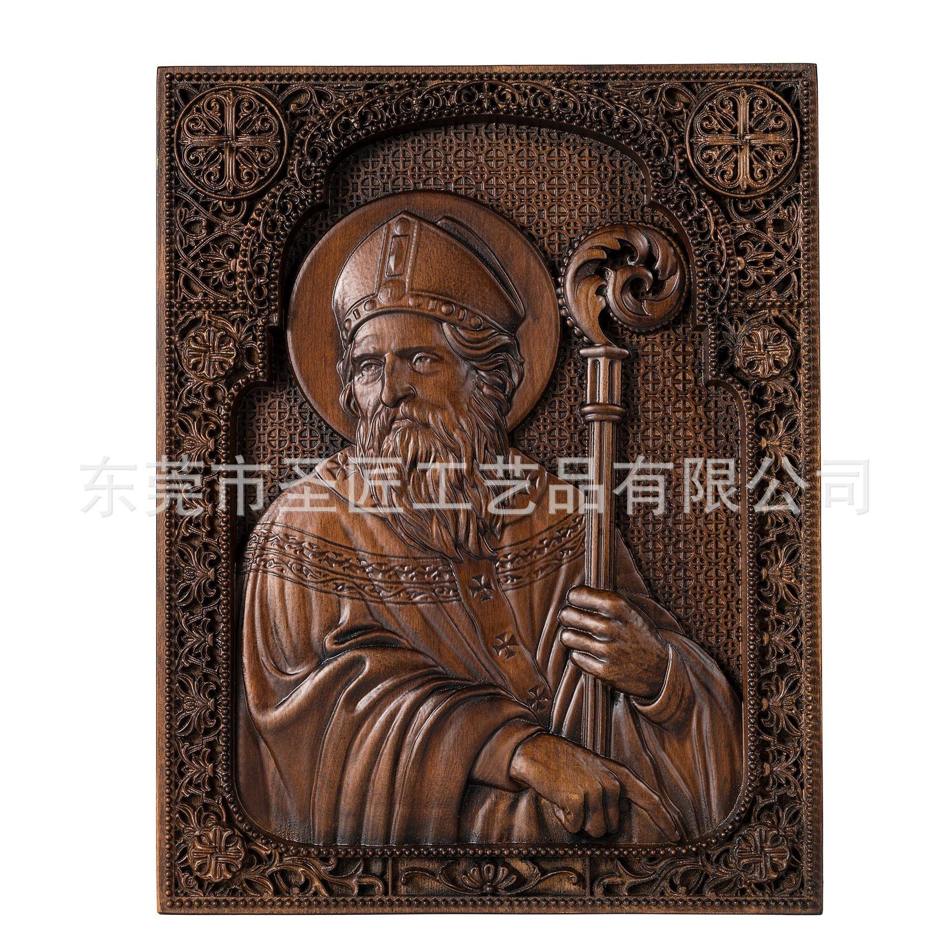 圣帕特里方形木版画雕刻摆件克描牌匾质墙BGW00098壁挂件木雕装饰