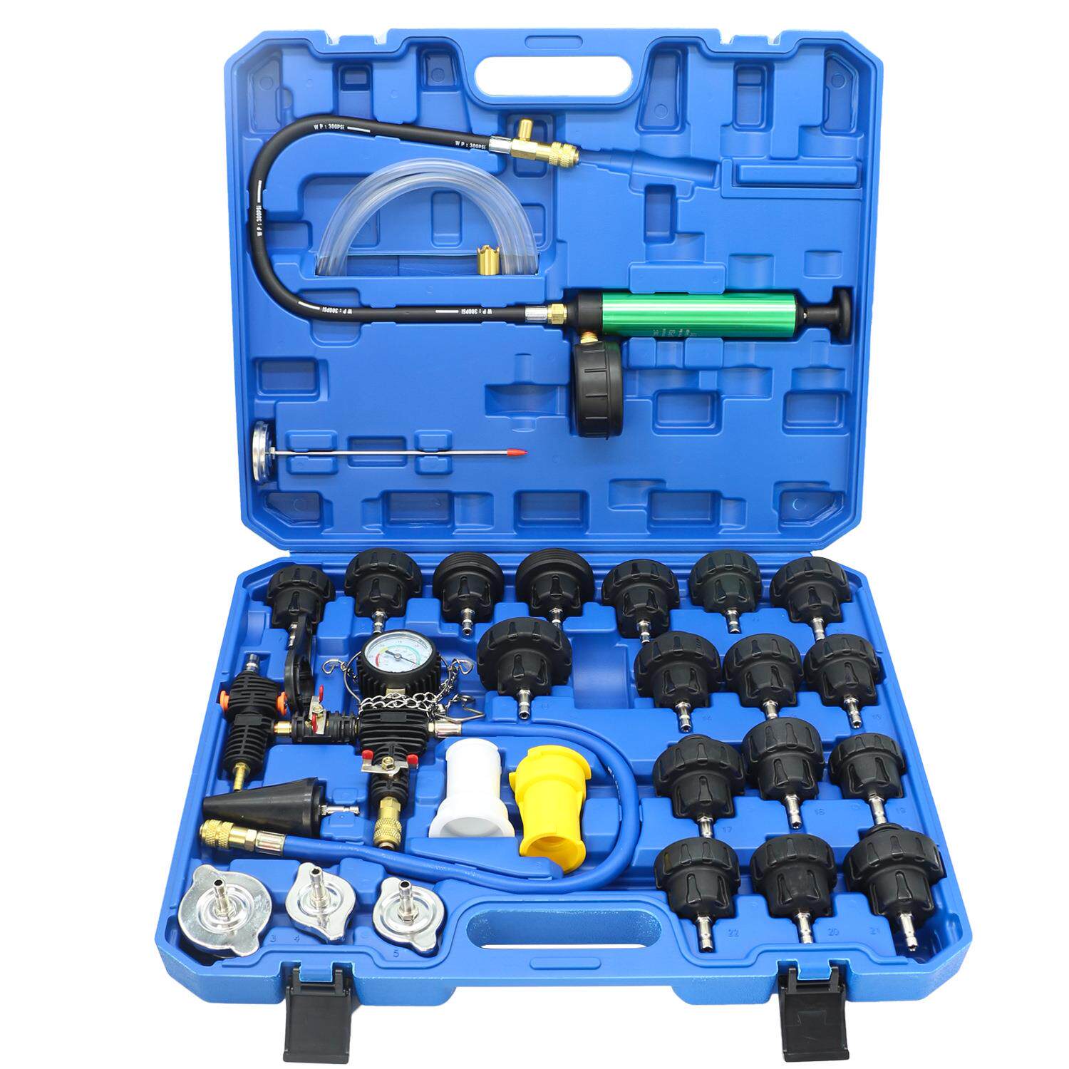 汽车水箱打压测漏工具加压器防冻液更换加注器水箱压力表检漏仪