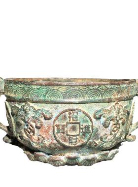 仿古铜器货ZEU招财宝吉祥如意聚宝盆招财聚进财风摆旧件旧货收水