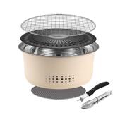 不锈钢围露炉炉煮茶木炭烤炉架商家用shzfb01无烟烤肉煎烧烤盘户