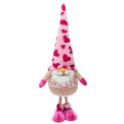 中古地精娃娃玩偶PFU件毛绒情粉色红爱脂心树脸地精摆圣诞布偶人