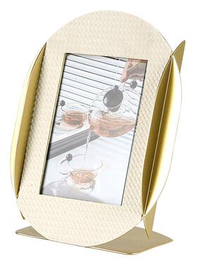 VSR样板间轻奢相框摆台画框摆件饰相架样皮组合欧式板房革简约桌