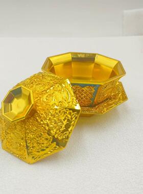 珐琅彩百福杯金属摆件梅兰竹菊龙凤呈祥八宝碗家用供台工艺品摆件