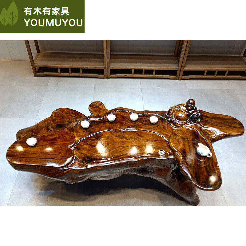 ()大板桌原木茶板整板大板茶桌整块木根雕整体茶桌树根小茶几原