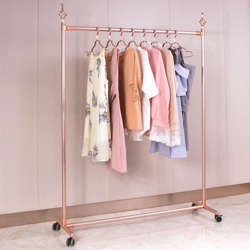 服装店展示架货架衣服架子女装店挂衣架中岛架落地式服装架金色