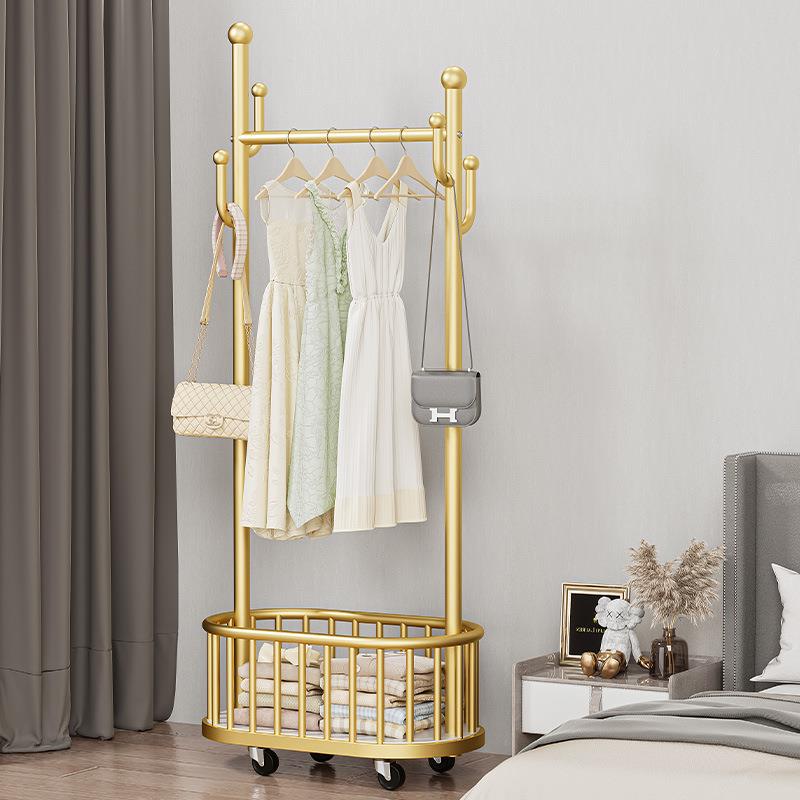 晾衣架落地卧室挂衣架家用室内凉衣服架子折叠简易阳台晒衣帽架杆