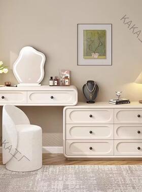 LCP2梳妆台法式奶油风简约现代轻奢化妆桌卧室斗柜收纳柜子首