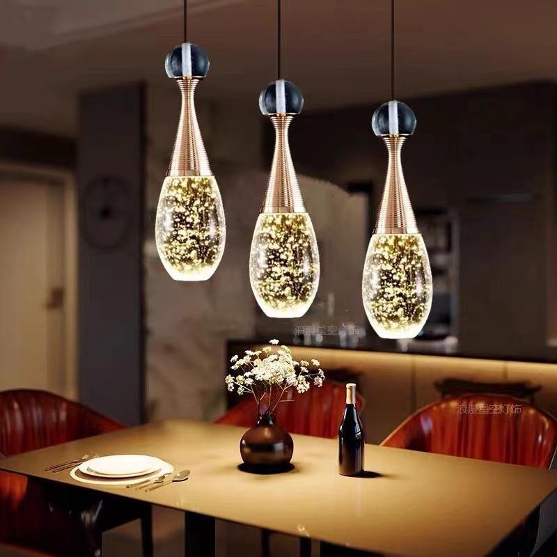 欧式现代简约水晶旋转楼梯长吊灯2022新款吧台灯个性卧室床头吊灯