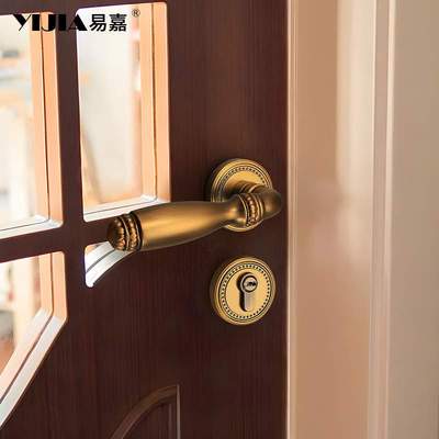 复古中式古铜色门锁室内卧室家用欧式静音分体式门锁房门木门把手
