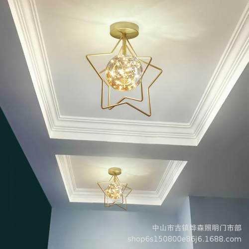 过道灯简约现代吸顶灯创意网红玄关走廊灯北欧轻奢衣帽间阳台灯具