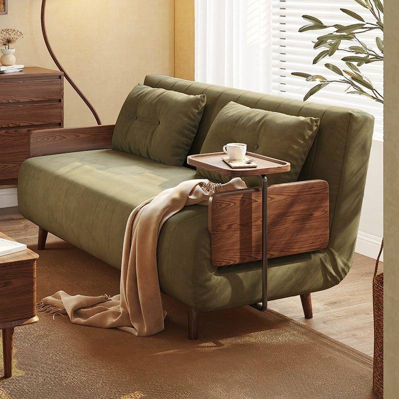 实木沙发床客厅复古可折叠两用小户型新款阳台单双人多功能沙发床