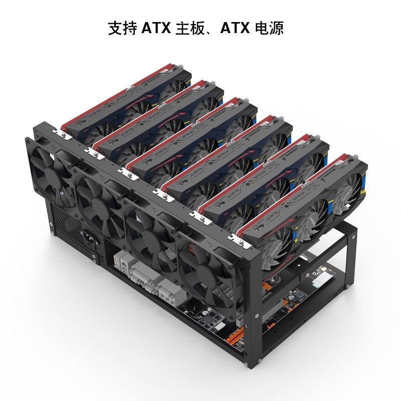 A-ONEBOX开放式6卡机箱 超算6显卡GPU固定支架 出口包装6卡机架