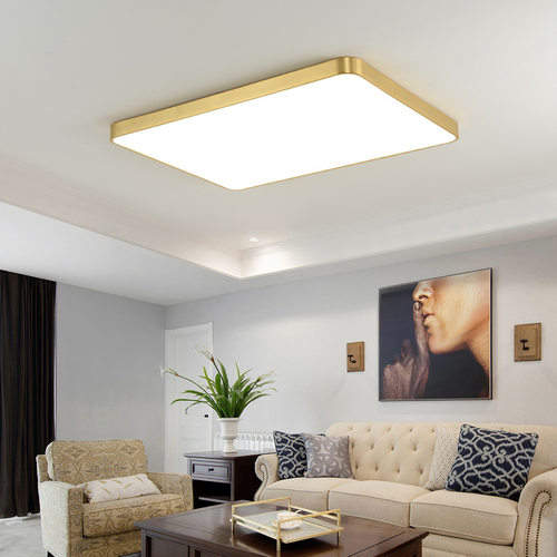 LED长方形全铜超薄客厅吸顶灯北欧家用简约书房卧室厨房方形灯具