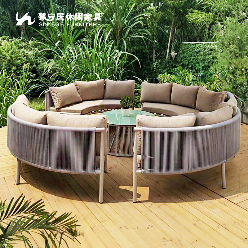 馨宁居户外藤编沙发酒店民宿房车营地休闲椅别墅庭院露台圆形沙发
