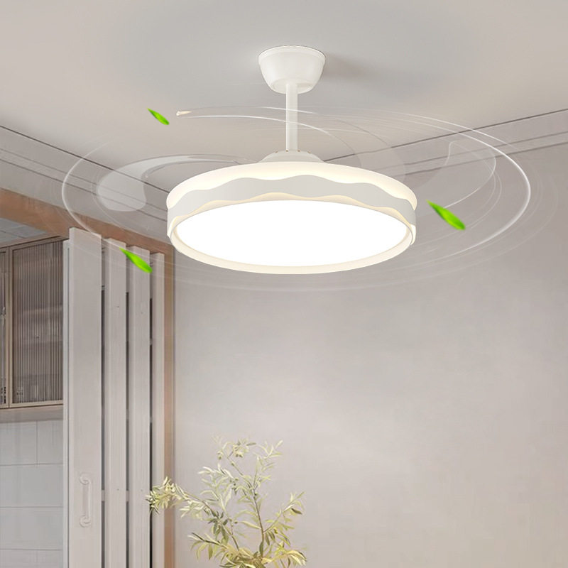风扇灯隐形餐厅极简风灯饰照明led吊扇灯2024新款柔风卧室吊灯具