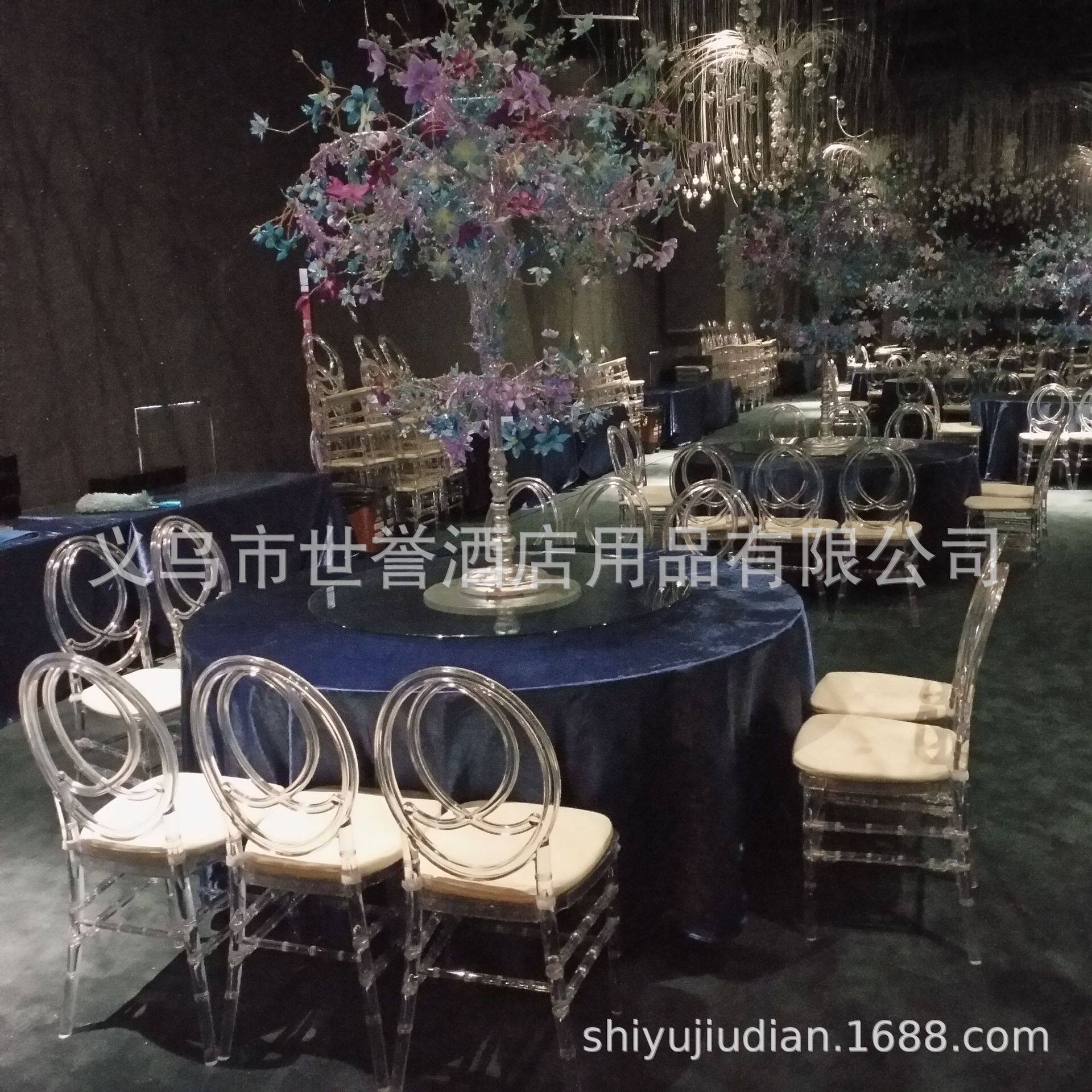 安徽阜阳宴会中心亚克力竹节椅 酒店主题婚礼透明水晶椅圆背椅