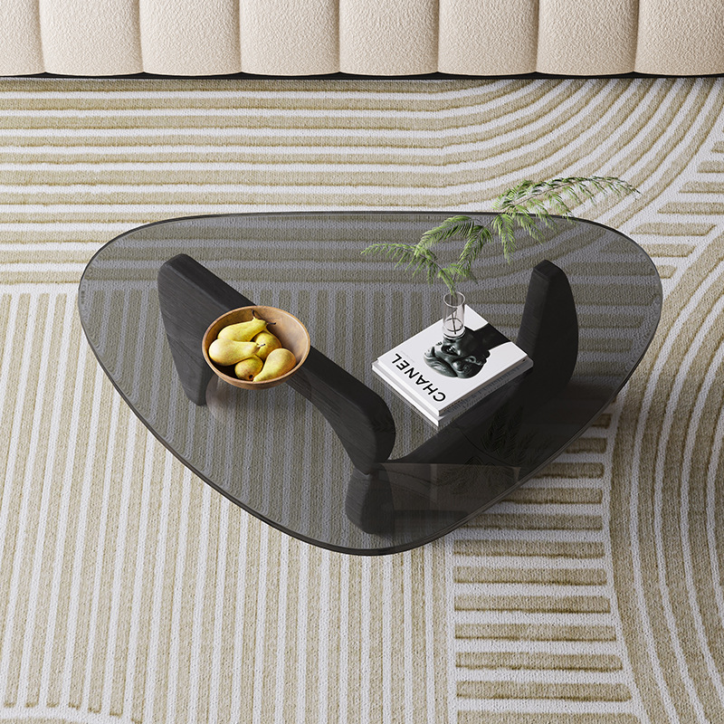 北欧实木茶几客厅家用小户型现代简约创意玻璃圆形设计师咖啡桌子