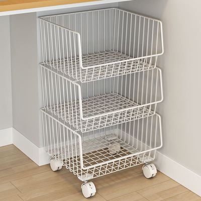 办公室置物架桌下收纳柜可移动书架书桌旁落地工位桌子铁艺多层篮