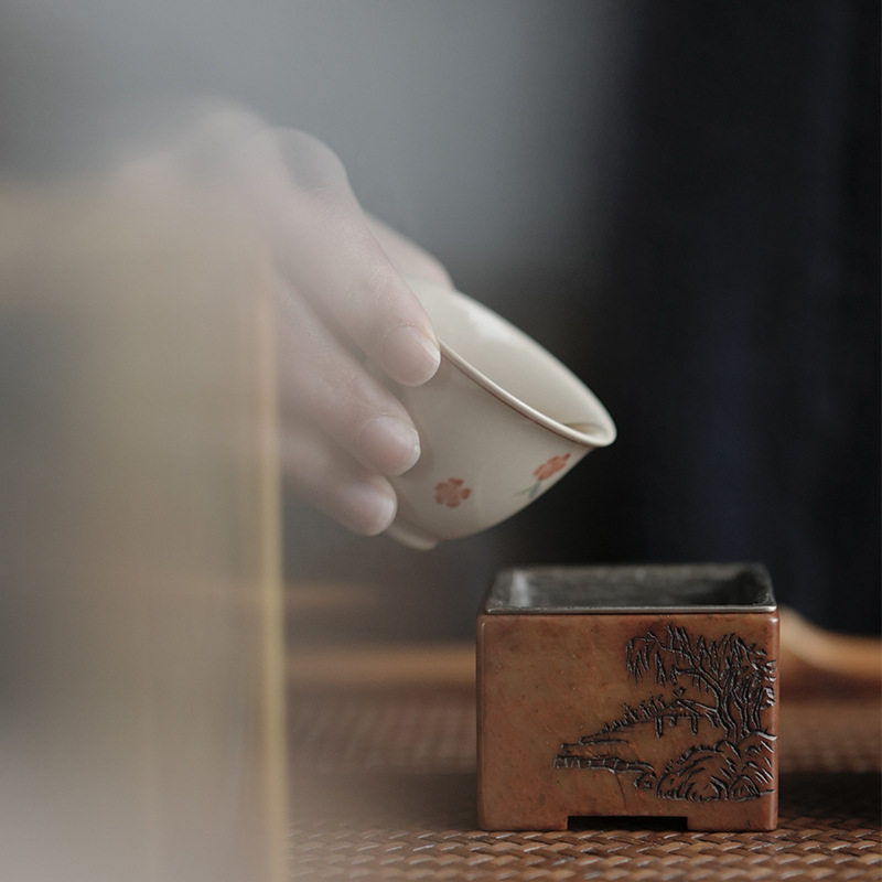 寿山石建水茶洗茶水碗茶道用具茶道零配茶渣桶水盂文玩摆件