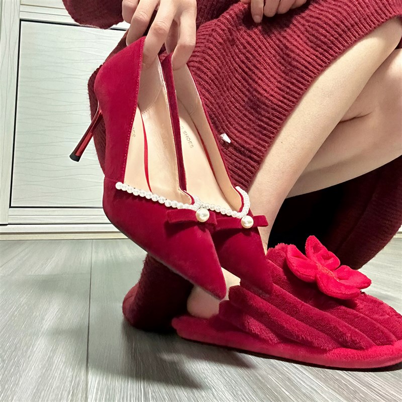 速发秀妍法式新娘鞋红色高跟鞋202累新款不年脚敬酒中式席禾服婚