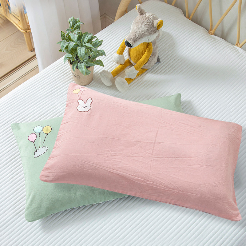 速发全棉水洗棉绣花儿童枕套30x50cm纯棉宝宝枕头小孩可爱枕头套