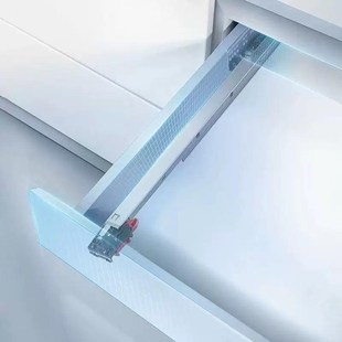 悍高抽屉托底轨道阻尼自吸缓冲反弹三节橱柜滑轨静音滑道底装导轨