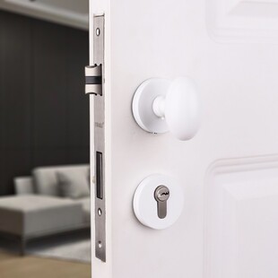 金色球形锁美式 蛋形锁室内房门北欧卧室白色圆球轻奢磁吸静音门锁