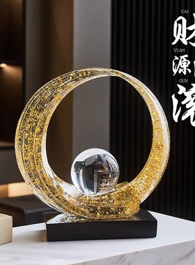 轻奢财源滚滚招财摆件玄关客厅柜子套件送领导开 业礼物2025