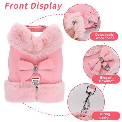 好货Cute Chihuahua Yorkie Dog Cat Harness Leash Set Warm Win