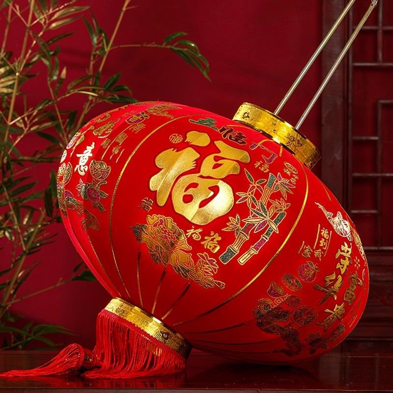 过新年过年大红灯笼吊灯春节新年室内户外大门口挂饰阳台一对