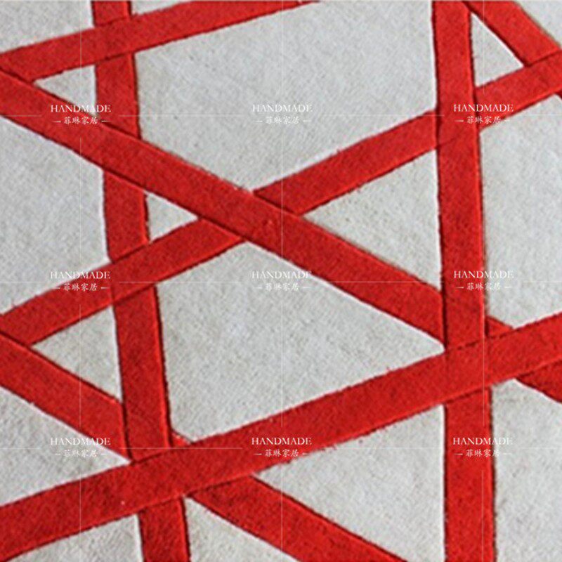 极速现代简约客厅卧室茶几地垫欧式不规则圆形床前地毯黑白可定制