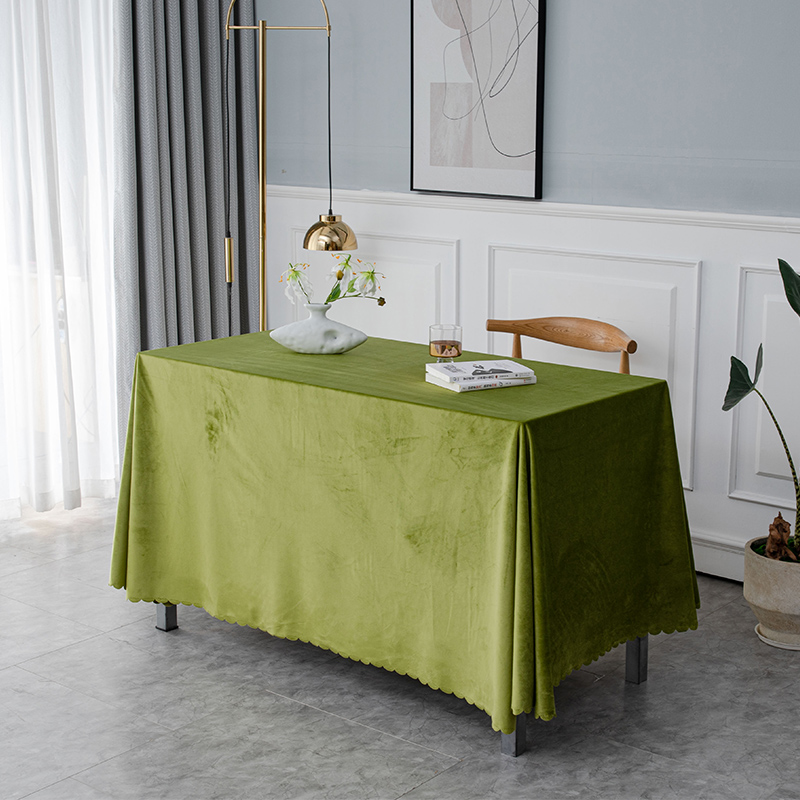 纯色毛绒会议加厚桌布长方形展会桌布金丝绒布餐桌布定制简约桌裙