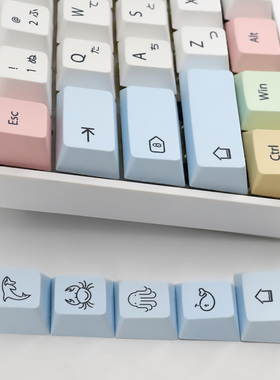136 Keys Chalk Keycaps PBT Sublimation  Mechanical Keyboard