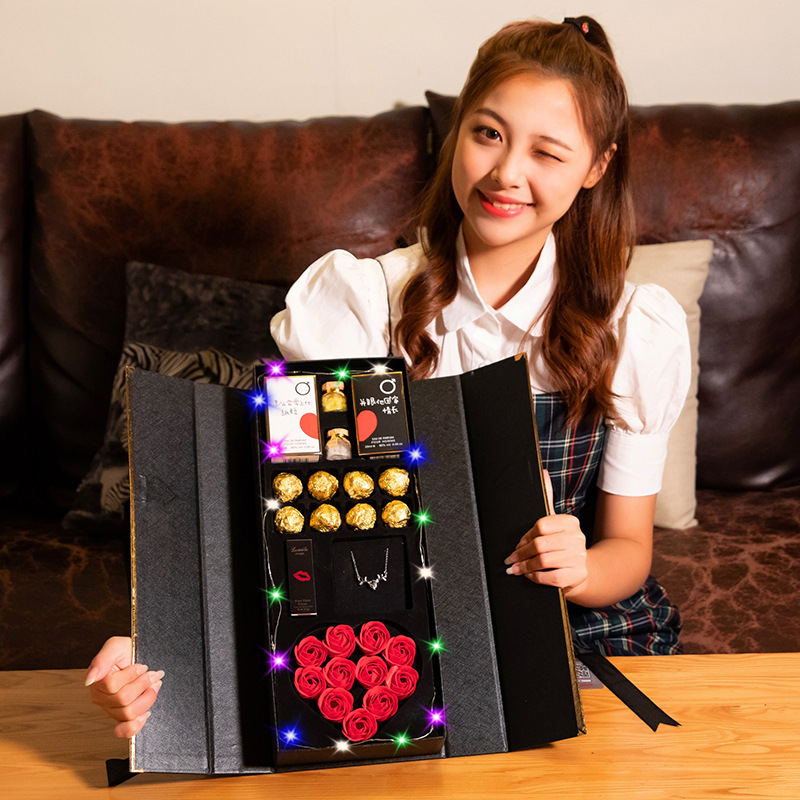 玫瑰花香皂花礼盒巧克力生日礼物女生diy七夕情人节礼物创意新奇