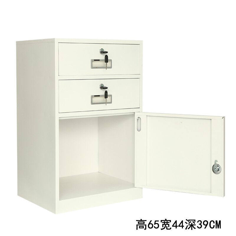 矮柜二斗一门抽屉办公室柜子带锁带门文件柜铁皮柜工具柜(免