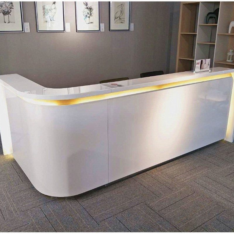 上海前台接待台烤漆转角弧形简约现代时尚公司办公店铺迎宾台吧台