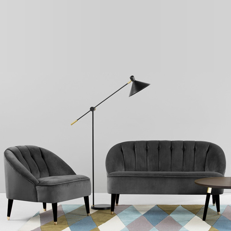 新现代简约布艺贵妃椅北欧粉色客厅懒人贵妃榻美式样板房沙发组合