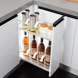 拉篮厨房整体橱柜304不锈钢调篮150柜200柜拉篮阻尼调篮150柜体纳