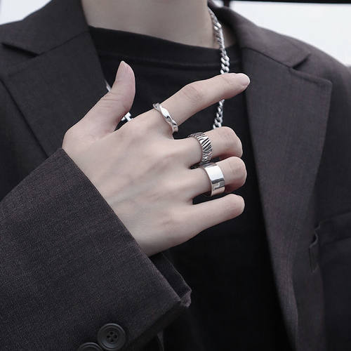 Rings for Men Women 3pcs Set Adjustable Stainless Steel Anil