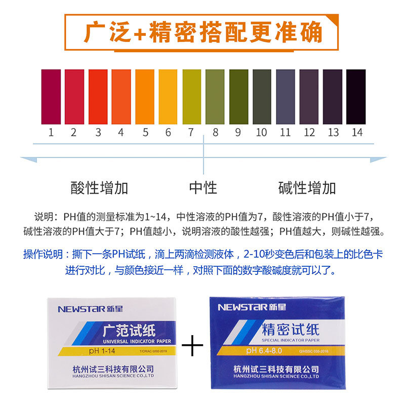 极速精密试纸PH1-14试纸3.8-5.4唾液尿液化妆品水质酸碱度检测5.5